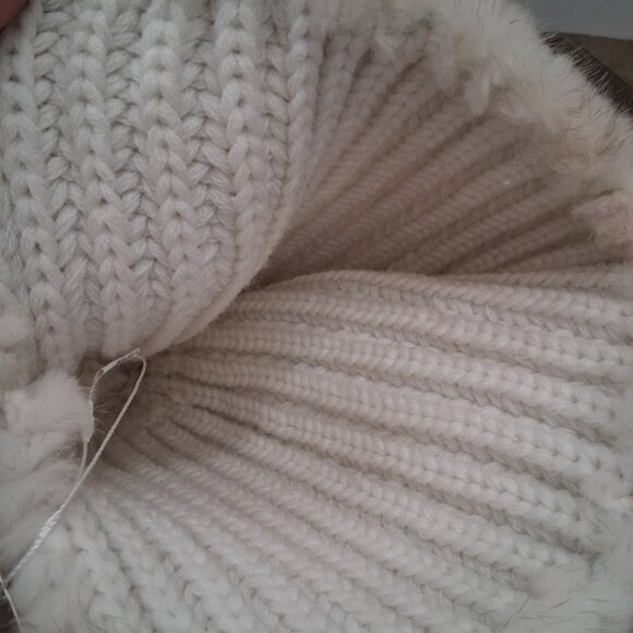 New Mink Fur Knitted Beanie Hat with Fox Pompoms - Picture 6 of 10